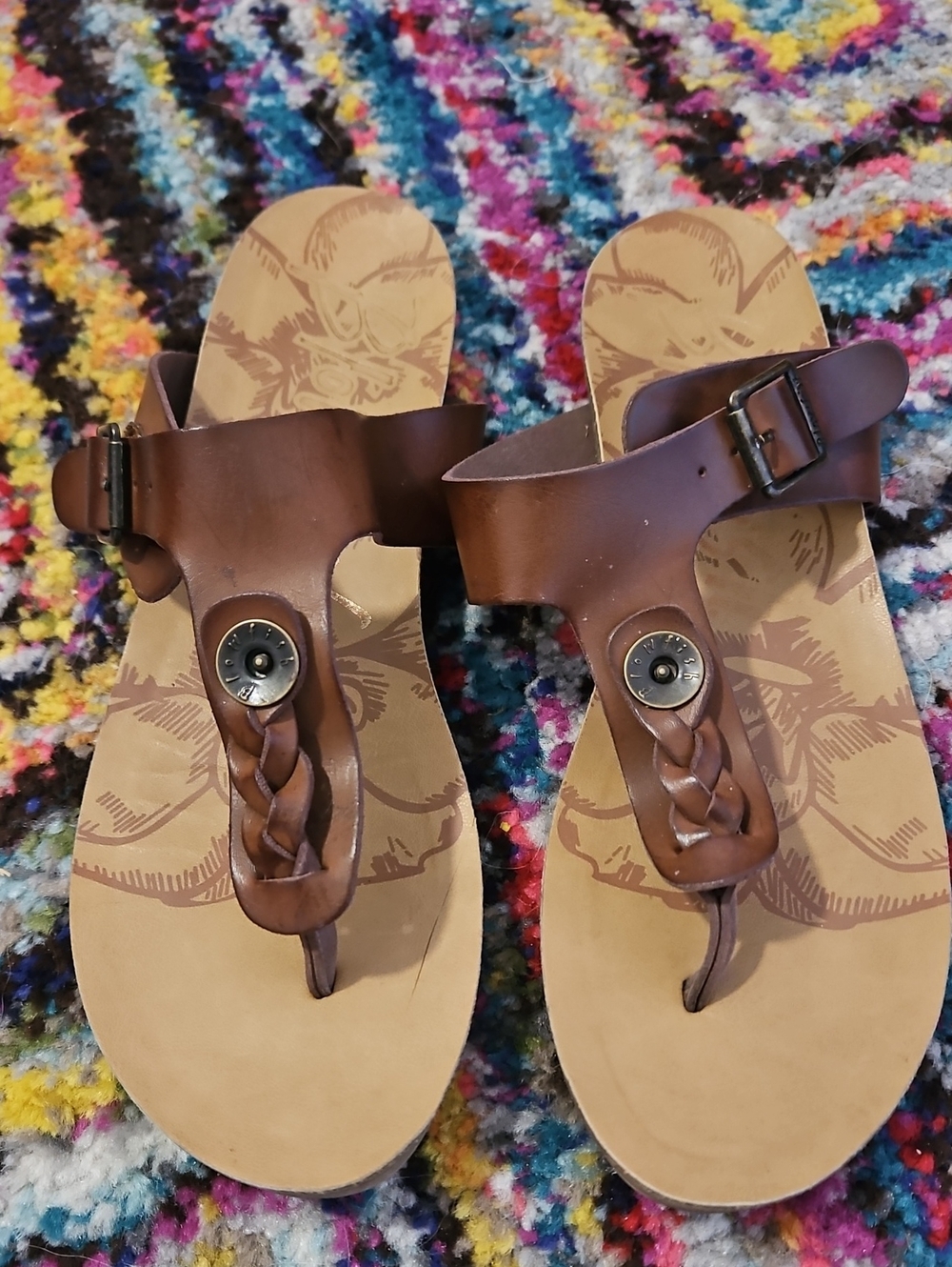 Women’s Brown Braided Toe-Post Sandals